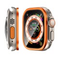 For Apple Watch Ultra 49mm Aluminum Alloy Frame Integrated Tempered Film(Orange)