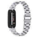 For Fitbit Inspire 3 Three Bead Flat Buckle Stainless Steel Watch Band(Silver)