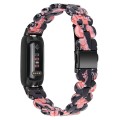 For Fitbit Inspire 3 Oval Resin Replacement Watch Band(Black Pink Flower)