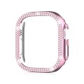 For Apple Watch Ultra 2 / Ultra 49mm Double Row Diamond Hollow PC Watch Case(Pink)