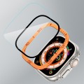 For Apple Watch Ultra 49mm Number Ring Metal Frame Integrated Tempered Film(Orange)