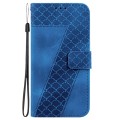 For Motorola Moto G84 7-shaped Embossed Leather Phone Case(Blue)