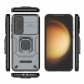 For Samsung Galaxy S23+ 5G Sliding Camshield TPU + PC Shockproof Phone Case with Holder(Grey)
