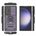 For Samsung Galaxy S23 Ultra 5G Sliding Camshield TPU + PC Shockproof Phone Case with Holder(Purple)