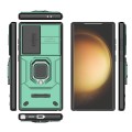 For Samsung Galaxy S24 5G Sliding Camshield TPU + PC Shockproof Phone Case with Holder(Green)