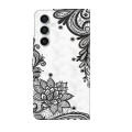 For Samsung Galaxy S23 FE 5G 3D Painting Pattern Flip Leather Phone Case(Diagonal Black Flower)