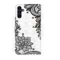 For Samsung Galaxy A05s 3D Painting Pattern Flip Leather Phone Case(Diagonal Black Flower)