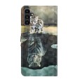 For Samsung Galaxy A15 3D Painting Pattern Flip Leather Phone Case(Cat Tiger)