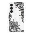 For Samsung Galaxy S24 5G 3D Painting Pattern Flip Leather Phone Case(Diagonal Black Flower)