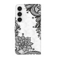 For Samsung Galaxy S24+ 5G 3D Painting Pattern Flip Leather Phone Case(Diagonal Black Flower)