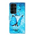 For Samsung Galaxy S24 Ultra 5G 3D Painting Pattern Flip Leather Phone Case(Three Butterflies)