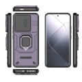For Xiaomi 14 Pro 5G Sliding Camshield TPU + PC Shockproof Phone Case with Holder(Purple)