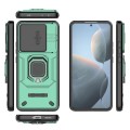 For Xiaomi Redmi K70E 5G Sliding Camshield TPU + PC Shockproof Phone Case with Holder(Green)