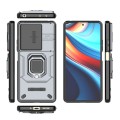 For Xiaomi Redmi Note 13R Pro 5G Sliding Camshield TPU + PC Shockproof Phone Case with Holder(Grey)