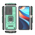 For Xiaomi Redmi Note 13R Pro 5G Sliding Camshield TPU + PC Shockproof Phone Case with Holder(Green)