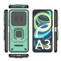 For Xiaomi Redmi A3 4G Global Sliding Camshield TPU + PC Shockproof Phone Case with Holder(Green)