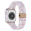 For Apple Watch Series 9 / 8 / 7 41mm Printed Resin PC Watch Band Case Kit(Pink Flower)