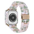 For Apple Watch Series 9 / 8 / 7 45mm Printed Resin PC Watch Band Case Kit(Pink Green)