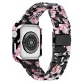 For Apple Watch Series 6/5/4/SE 44mm Printed Resin PC Watch Band Case Kit(Black Pink)