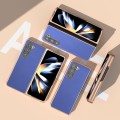 For Samsung Galaxy Z Fold5 Nano Electroplating Haze Texture PU Phone Case(Dark Blue)
