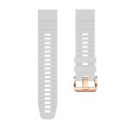 For Garmin Fenix 7S / 6S Pro / 5S Plus 20mm Rose Gold Buckle Quick Release Silicone Watch Band(White