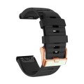 For Garmin Fenix 7S / 6S Pro / 5S Plus 20mm Rose Gold Buckle Quick Release Silicone Watch Band(Black