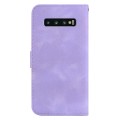 For Samsung Galaxy S10 7-shaped Embossed Leather Phone Case(Purple)