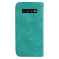 For Samsung Galaxy S10+ 7-shaped Embossed Leather Phone Case(Green)