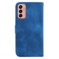 For Samsung Galaxy M13 4G 7-shaped Embossed Leather Phone Case(Blue)
