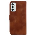 For Samsung Galaxy M23/F23 7-shaped Embossed Leather Phone Case(Brown)