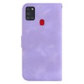 For Samsung Galaxy A21s 7-shaped Embossed Leather Phone Case(Purple)