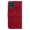 For Samsung Galaxy M33 5G 7-shaped Embossed Leather Phone Case(Red)