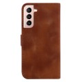 For Samsung Galaxy S21 FE 5G 7-shaped Embossed Leather Phone Case(Brown)