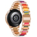 For Samsung Galaxy Watch 6 / 6 Classic Three Bead Resin Metal Watch Band(Rose Gold Rainbow)