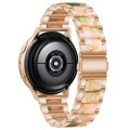 For Samsung Galaxy Watch 6 / 6 Classic Three Bead Resin Metal Watch Band(Rose Gold Green)