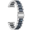 For Samsung Galaxy Watch 6 / 6 Classic Three Bead Resin Metal Watch Band(Silver Blue)