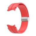 For Samsung Galaxy Watch 6 / 6 Classic Magnetic Folding Silver Buckle Silicone Watch Band(Red)