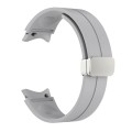 For Samsung Galaxy Watch 6 / 6 Classic Magnetic Folding Silver Buckle Silicone Watch Band(Light Grey