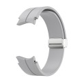 For Samsung Galaxy Watch 6 / 6 Classic Magnetic Folding Silver Buckle Silicone Watch Band(Light Grey