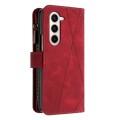 For Samsung Galaxy Z Fold5 Rhombus Texture Zipper Wallet Leather Phone Case(Red)