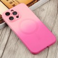 For iPhone 15 Pro Liquid TPU Silicone Gradient MagSafe Phone Case(Pink Red)
