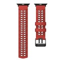 For Apple Watch Series 9 41mm Twill Dual-row Buckle Silicone Watch Band(Red Black)