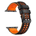 For Apple Watch Series 9 41mm Twill Dual-row Buckle Silicone Watch Band(Black Orange)