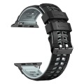 For Apple Watch SE 2023 40mm Twill Dual-row Buckle Silicone Watch Band(Black Grey)