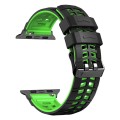 For Apple Watch SE 2023 40mm Twill Dual-row Buckle Silicone Watch Band(Black Green)
