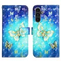 For Samsung Galaxy A15 3D Painting Horizontal Flip Leather Phone Case(Golden Butterfly)
