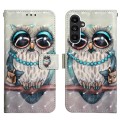 For Samsung Galaxy A15 3D Painting Horizontal Flip Leather Phone Case(Grey Owl)