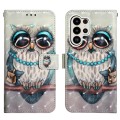For Samsung Galaxy S24 Ultra 5G 3D Painting Horizontal Flip Leather Phone Case(Grey Owl)