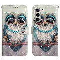 For Samsung Galaxy S24 5G 3D Painting Horizontal Flip Leather Phone Case(Grey Owl)
