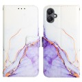 For Samsung Galaxy A05 PT003 Marble Pattern Flip Leather Phone Case(White Purple LS006)